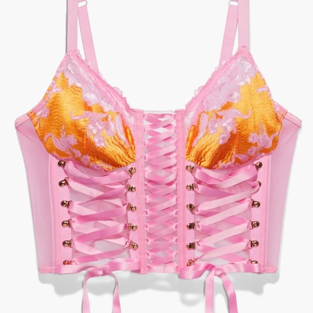 Savage X Fenty Pink and Orange Lace-up shape-wear Corset Size 1X